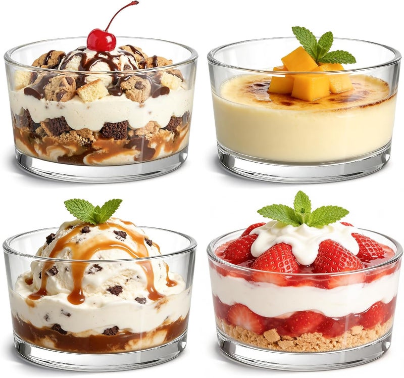 Lawei 12 Pack 3.5 Inch Glass Dessert Bowls, 6.7 OZ Small Pudding Custard Cups, Thick Clear Ramekins Mini Prep Bowl Container for Dips, Sauces, Desserts, Side Dishes, Pudding, Dishwasher Freezer Safe - Image 4