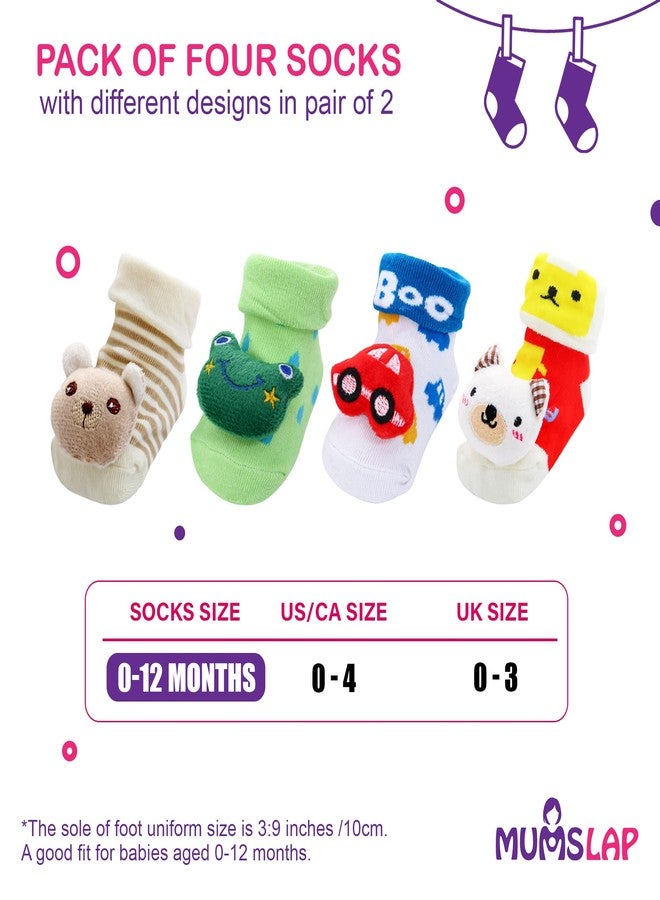 Mumslap Baby Boys & Baby Girls Ankle Length Cotton Blend Socks (Pack Of 4) - Image 5