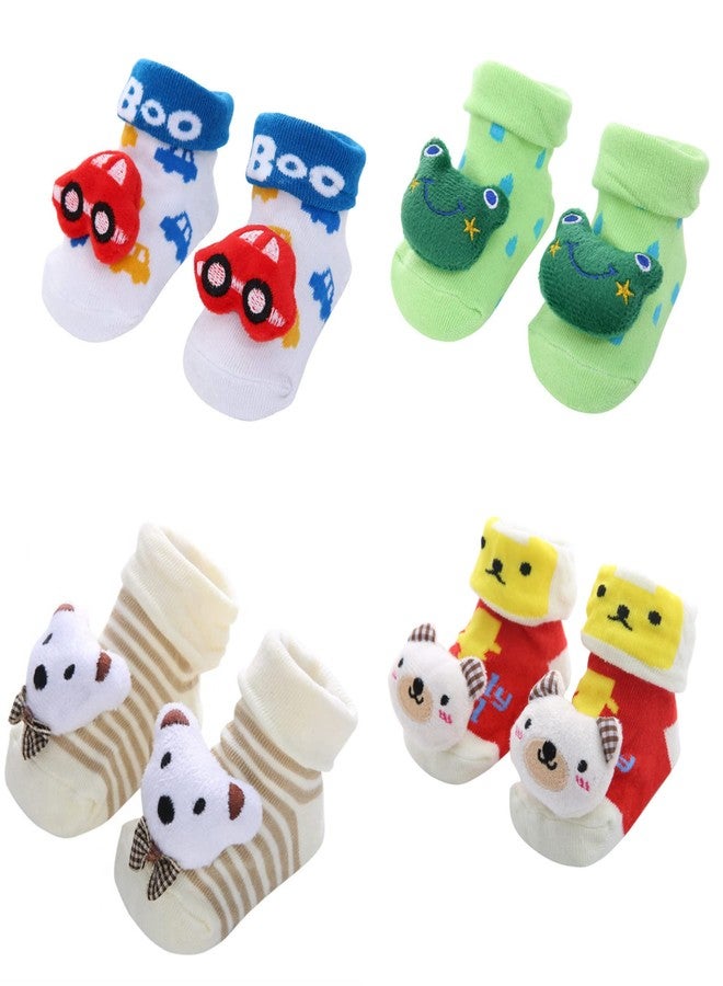 Mumslap Baby Boys & Baby Girls Ankle Length Cotton Blend Socks (Pack Of 4) - Image 1