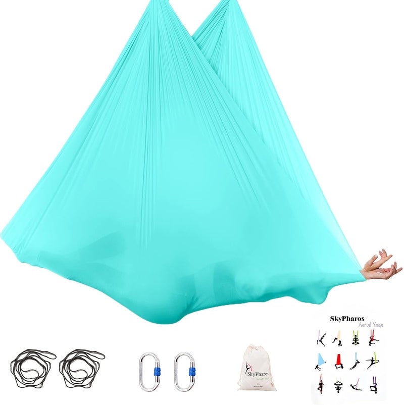 SKYPHAROS 5.5 Yards Aerial Silks Yoga Swing Set - Aerial Yoga Hammock Kit Anti-Gravity Flying for Fitness, Low/Non Stretch Nylon Tricot Fabric Hardware Included for Dance - Image 5