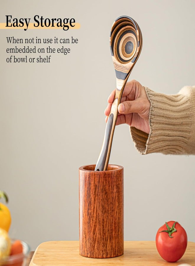 Gudamaye مغارف شوربة عميقة من خشب الباكا من غوداماي، مغرفة خشبية كبيرة للطبخ بطول 10.6 بوصة، طقم أدوات مطبخ خشبية - Image 5