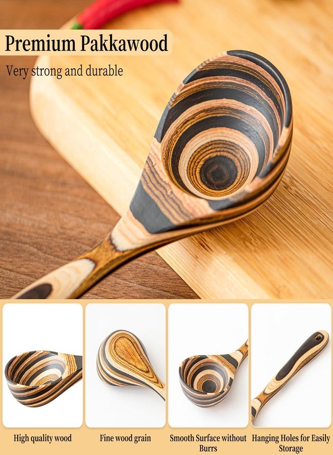 Gudamaye مغارف شوربة عميقة من خشب الباكا من غوداماي، مغرفة خشبية كبيرة للطبخ بطول 10.6 بوصة، طقم أدوات مطبخ خشبية - Image 3