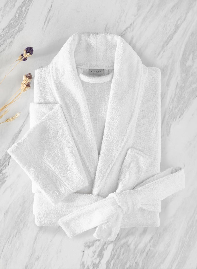 كرز لنن ديلايت | روب حمام أبيض L-XL - Image 2