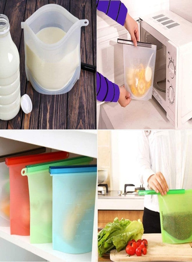 ATETO Silicone Food Bag Freezer Storage Bag Containers, Airtight Seal Leakproof Bags for Snack Sous Vide Liquids Fresh Lunch Preservation Microwave & Dishwasher Safe (Pack of 1,Multicolor) (3) - Image 4