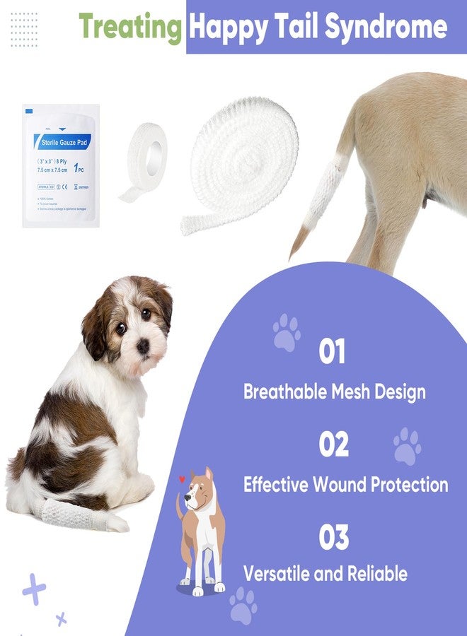 Threlaco 7 Pcs Dog Tail Protector Includes 5 Pcs Sterile Gauze Breathable Mesh Dog Tail Dressing Self Adhesive Pet Bandage Dogs Ends Starter Pack for Dogs Cats Other Pets Animals for Animal Use Only - Image 3