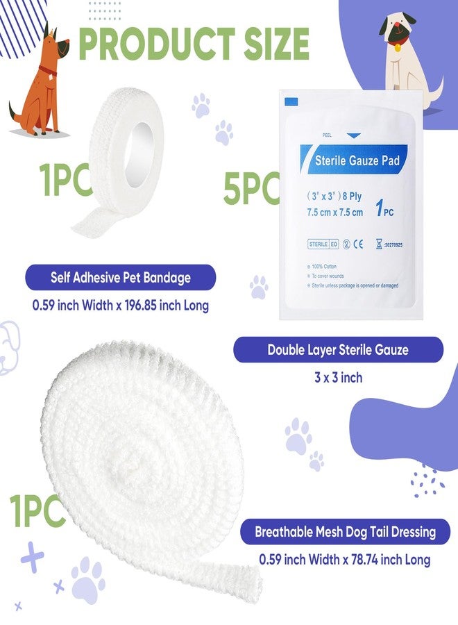 Threlaco 7 Pcs Dog Tail Protector Includes 5 Pcs Sterile Gauze Breathable Mesh Dog Tail Dressing Self Adhesive Pet Bandage Dogs Ends Starter Pack for Dogs Cats Other Pets Animals for Animal Use Only - Image 2