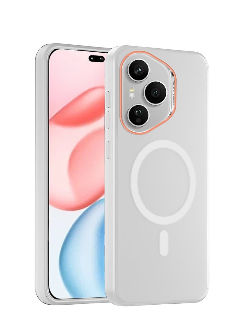 Syndee Honor 400 Pro 5G 2025 Hybrid Translucent Magsafe with Magnetic Charging Raised Camera Lips Elegant Look Case Cover (MCMPMN) - White - Image 1