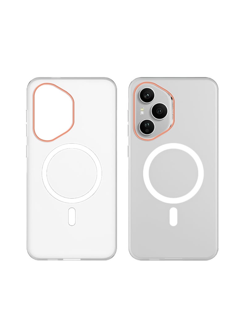 Syndee Honor 400 Pro 5G 2025 Hybrid Translucent Magsafe with Magnetic Charging Raised Camera Lips Elegant Look Case Cover (MCMPMN) - White - Image 2