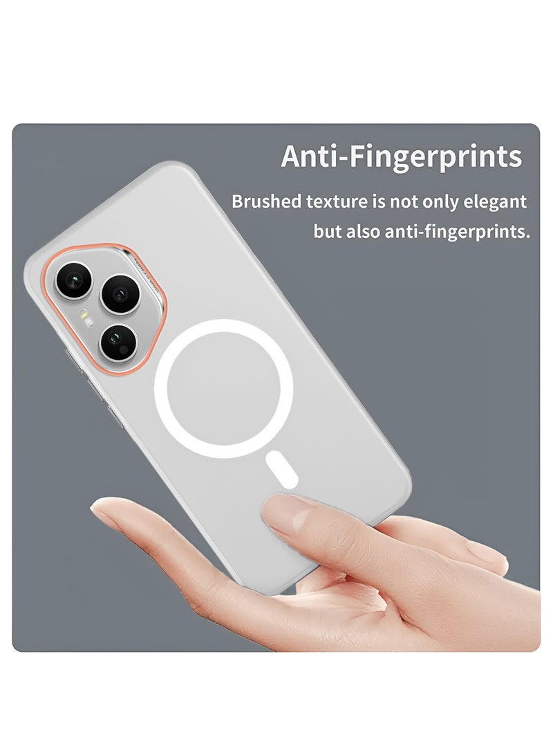 Syndee Honor 400 Pro 5G 2025 Hybrid Translucent Magsafe with Magnetic Charging Raised Camera Lips Elegant Look Case Cover (MCMPMN) - White - Image 4
