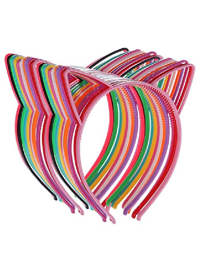 Tbestmax 24 Cat Ear Headbands Plastic Hairbands Hair Hoops Party Costume Daily Decorations Party Bunny Cat Bow Headwear Cats Accessories For Women Girls Daily Wearing And Party Decoration - Image 1