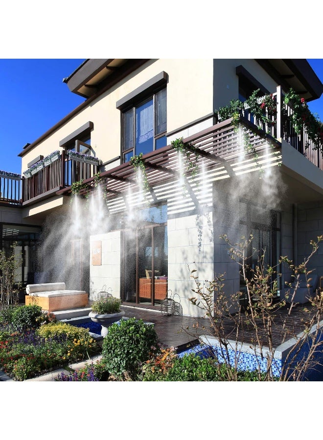 SAFENHAND Outdoor Mist Cooling Kit, 32 Feet Watering System for Patio, Garden, Balcony, Outdoor Bar, BBQ Area, Lawn, Flower, Vegetable