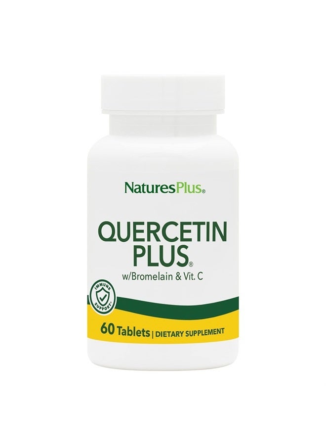 Nature's Plus ناتشرز بلس كيرسيتين بلس مع فيتامين سي وبروميلين - 650 ملغ، 60 قرص نباتي - خالي من الغلوتين - 30 حصة - Image 1