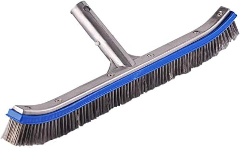 Lalapool Swimming Pool Brush for Cleaning Pool Walls,Tiles & Floors,Heavy Duty 18" Aluminum Stainless Steel Wire Bristle Pool Scrub Brush for Curved Cleaning Brushes with EZ Clips - Image 2