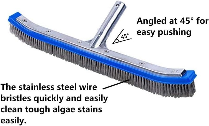 Lalapool Swimming Pool Brush for Cleaning Pool Walls,Tiles & Floors,Heavy Duty 18" Aluminum Stainless Steel Wire Bristle Pool Scrub Brush for Curved Cleaning Brushes with EZ Clips - Image 4