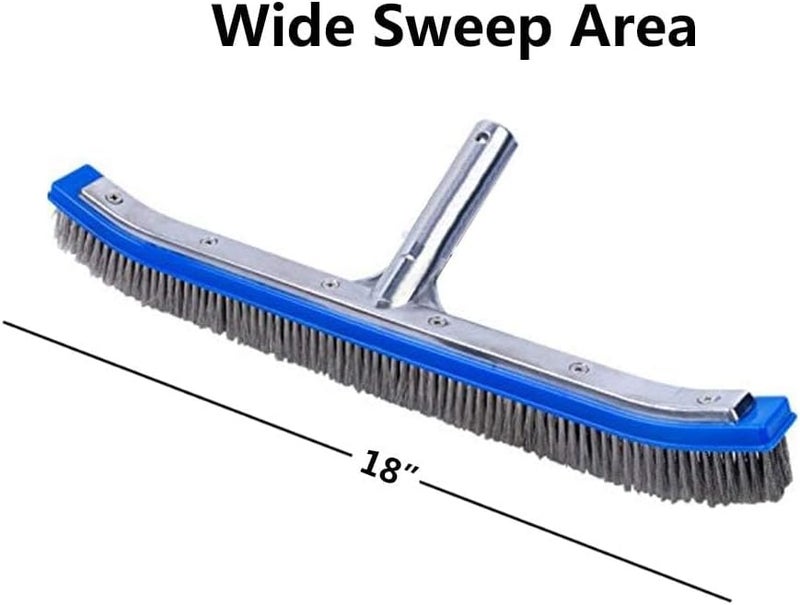 Lalapool Swimming Pool Brush for Cleaning Pool Walls,Tiles & Floors,Heavy Duty 18" Aluminum Stainless Steel Wire Bristle Pool Scrub Brush for Curved Cleaning Brushes with EZ Clips - Image 5