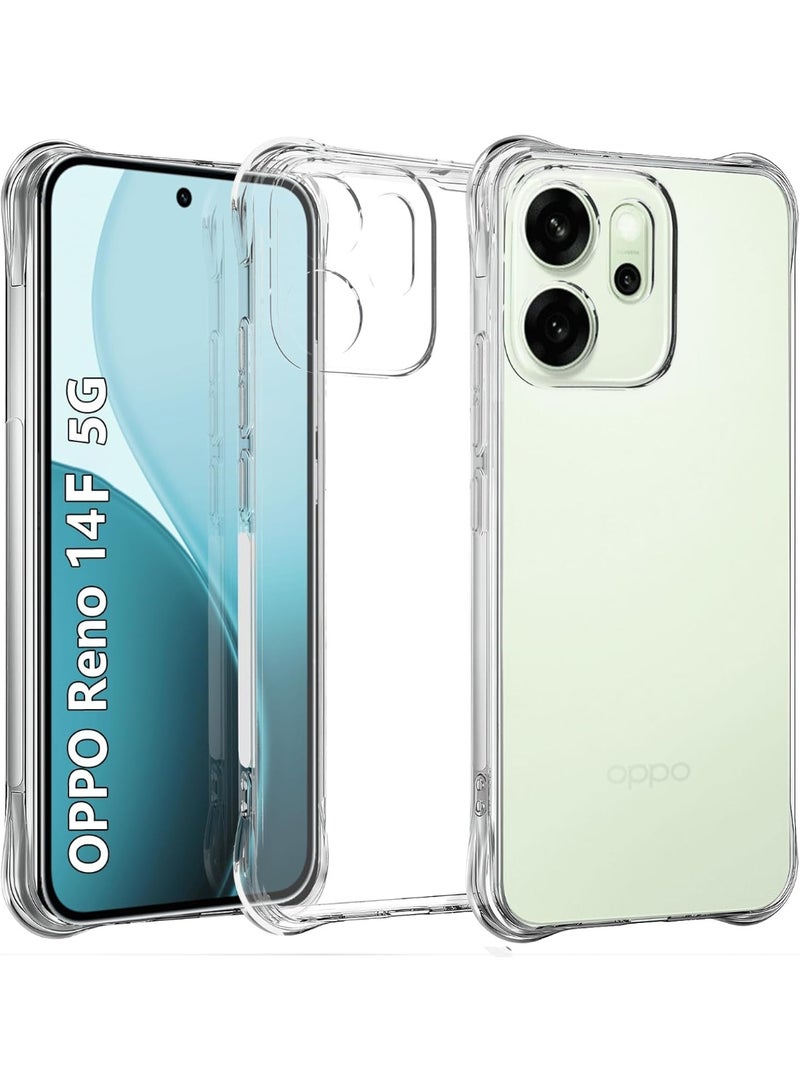 For Oppo Reno 14F 5G Clear TPU Four Corners Military-Grade Protection Cover Transparent Soft funda - Image 1