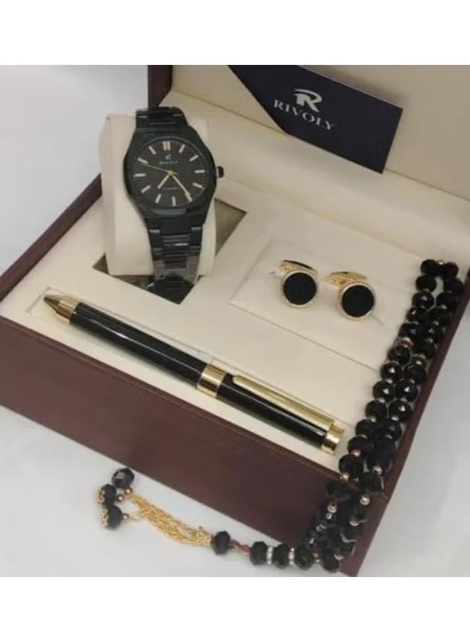ريفولي ساعه مع ازرار اكمام مع مسبحه مع قلم من ريفولي