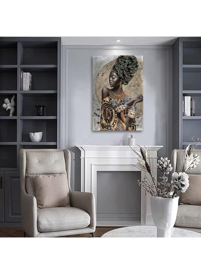 HYFBH African American Wall Art- Elegant Black Woman Minimalist Wall Decor- Abstract Black Art Painting Canvas Prints for Living Room Bathroom Home Decoration Framed Artwork for Walls 12”x16” - Image 5