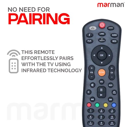 marman® Compatible with Dish TV Remote Control for Dish Tv SD/HD DTH Set Top Boxes with Recording – Replacement Remote for Dish Tv SD/HD DTH Set Top Box – No Voice Command Required - Image 2