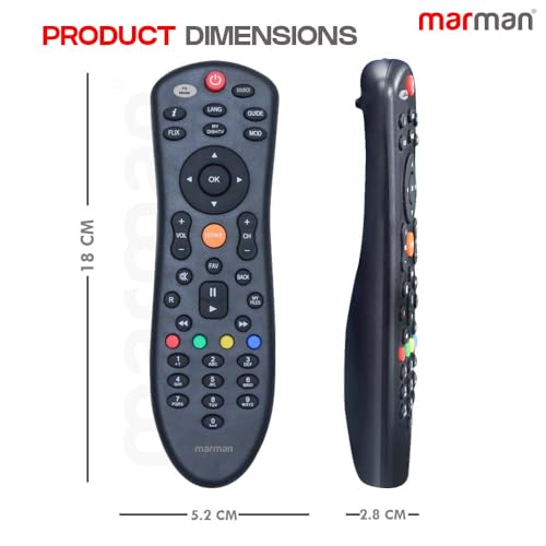 marman® Compatible with Dish TV Remote Control for Dish Tv SD/HD DTH Set Top Boxes with Recording – Replacement Remote for Dish Tv SD/HD DTH Set Top Box – No Voice Command Required - Image 4