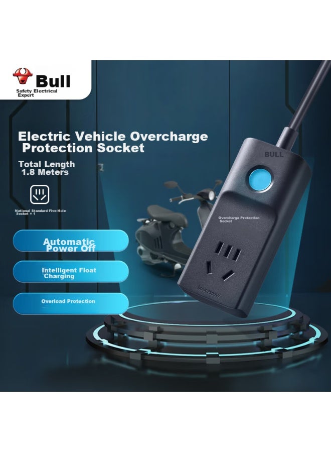 Bull Electric Vehicle Charging Protector, Automatic Power-off When Fully Charged, Overcharge Protection, Socket/power Strip/extension Cord, 1 Outlet, Gn-d1010, 1.8 Meters - Image 1