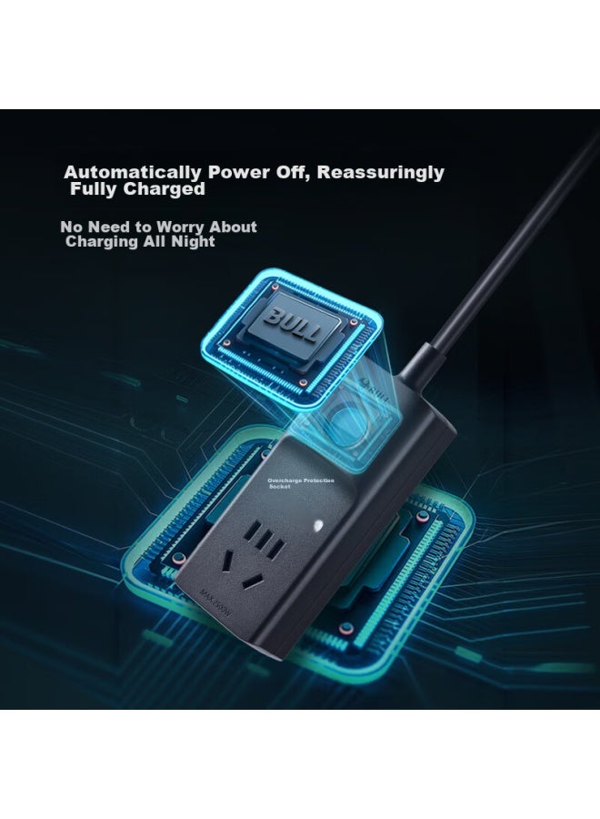 Bull Electric Vehicle Charging Protector, Automatic Power-off When Fully Charged, Overcharge Protection, Socket/power Strip/extension Cord, 1 Outlet, Gn-d1010, 1.8 Meters - Image 4