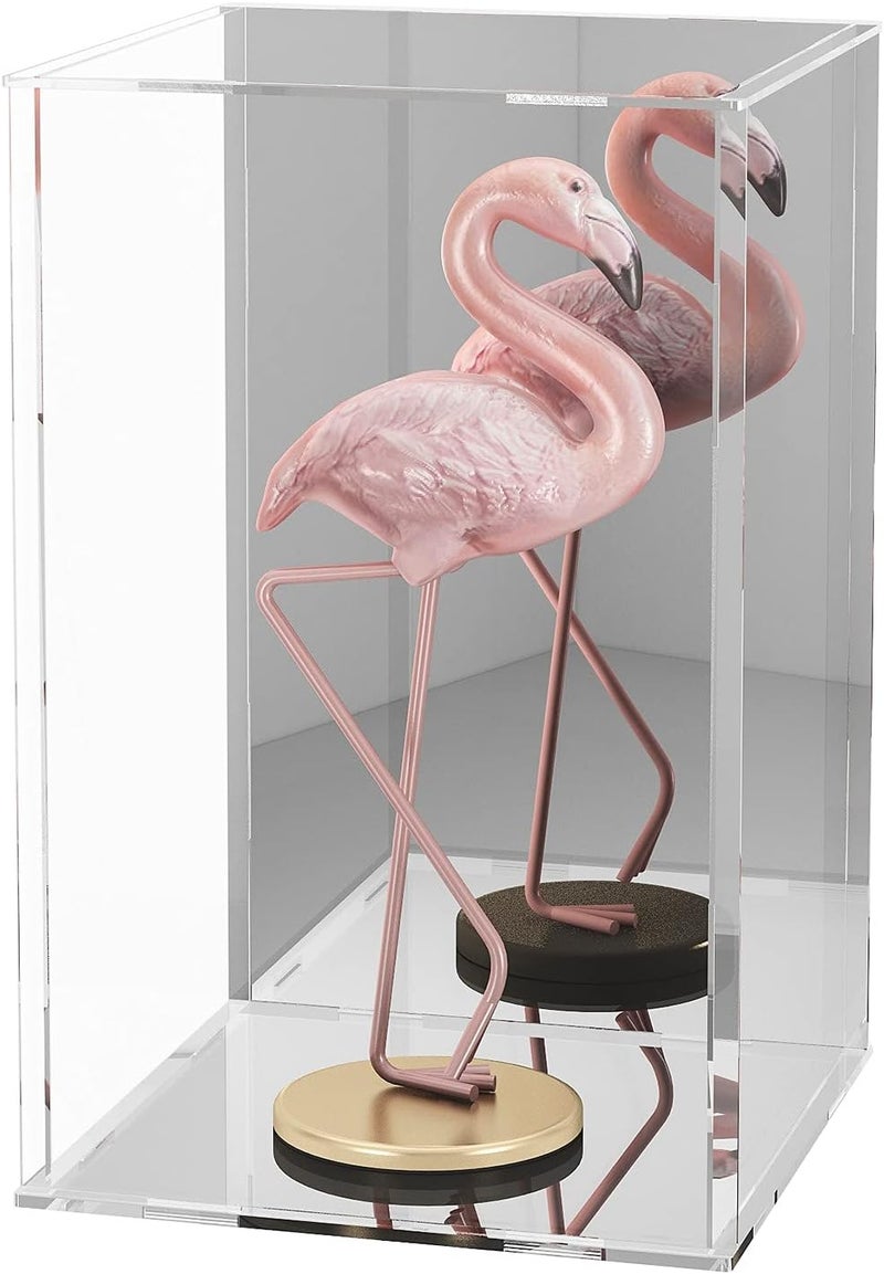 NONEMEY Mirrored Clear Acrylic Display Case Assemble Countertop Box Stand Organizer Dustproof Protection Showcase Acrylic Display Stands for Collectibles (8×8×12inch；20×20×30cm) - Image 1