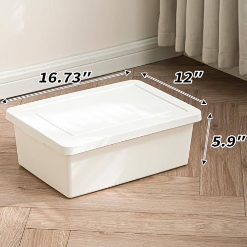 Yishyfier 15 Quart White Storage Bins with lids,Office stackable Plastic Boxes Set of 4,Garage organization Storage Box with handle for Organizing Snacks, Crafts, Legos, Tools,books (white, 4L) - Image 5