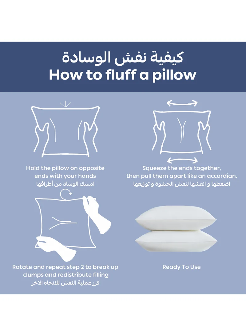Donetella Bed Pillow Size 50X75 Cms - 800 Gms - Luxury Down Alternative Filling Pillow Soft Brushed Microfiber Top, Anti Allergy Bed Pillows,White,Pack Of 1 (وسادة)