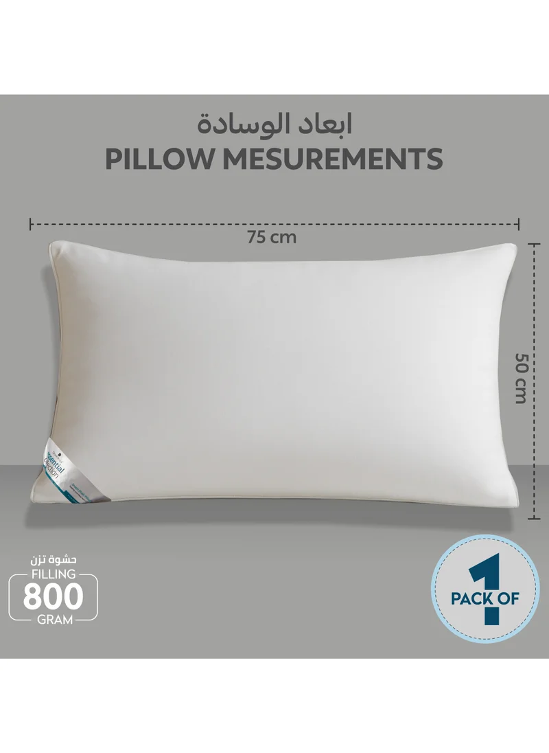 دوناتيلا Bed Pillow Size 50X75 Cms - 800 Gms - Luxury Down Alternative Filling Pillow Soft Brushed Microfiber Top, Anti Allergy Bed Pillows,White,Pack Of 1 (وسادة)