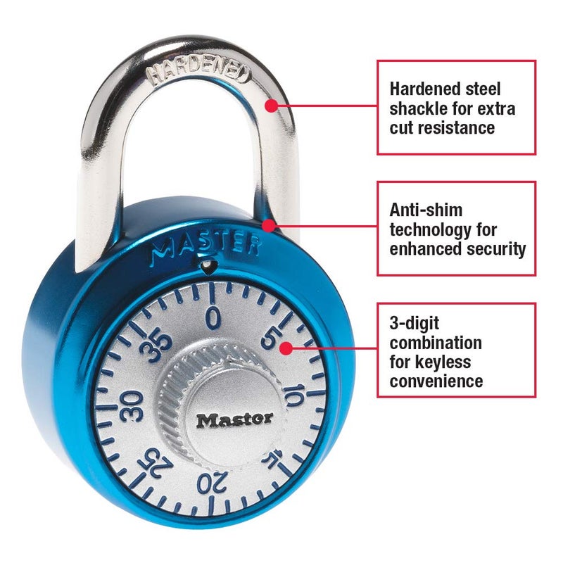 Master Lock 1561DAST Locker Lock Combination Padlock, 1 Pack, Cut Resistant, Colors May Vary - Image 2