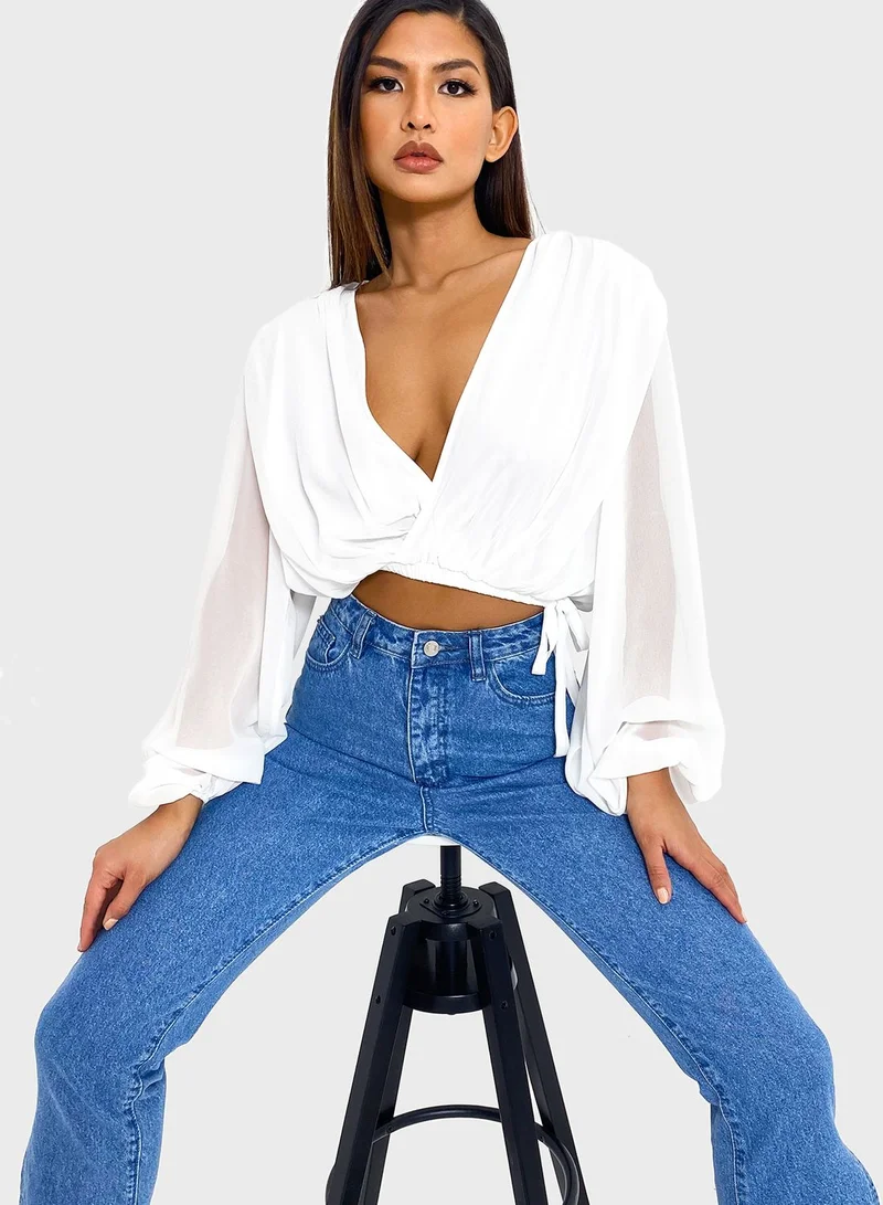 Missguided Front Tie Wrap Top