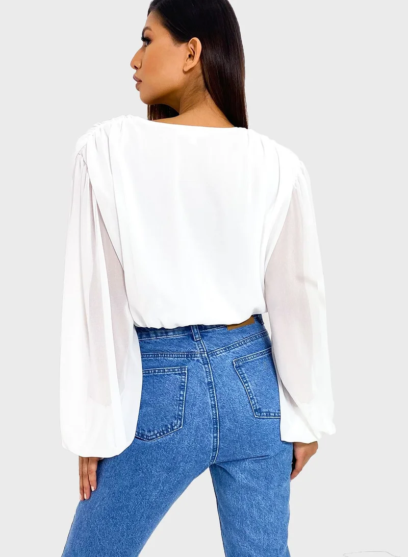 Missguided Front Tie Wrap Top