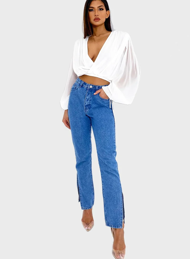 Missguided Front Tie Wrap Top