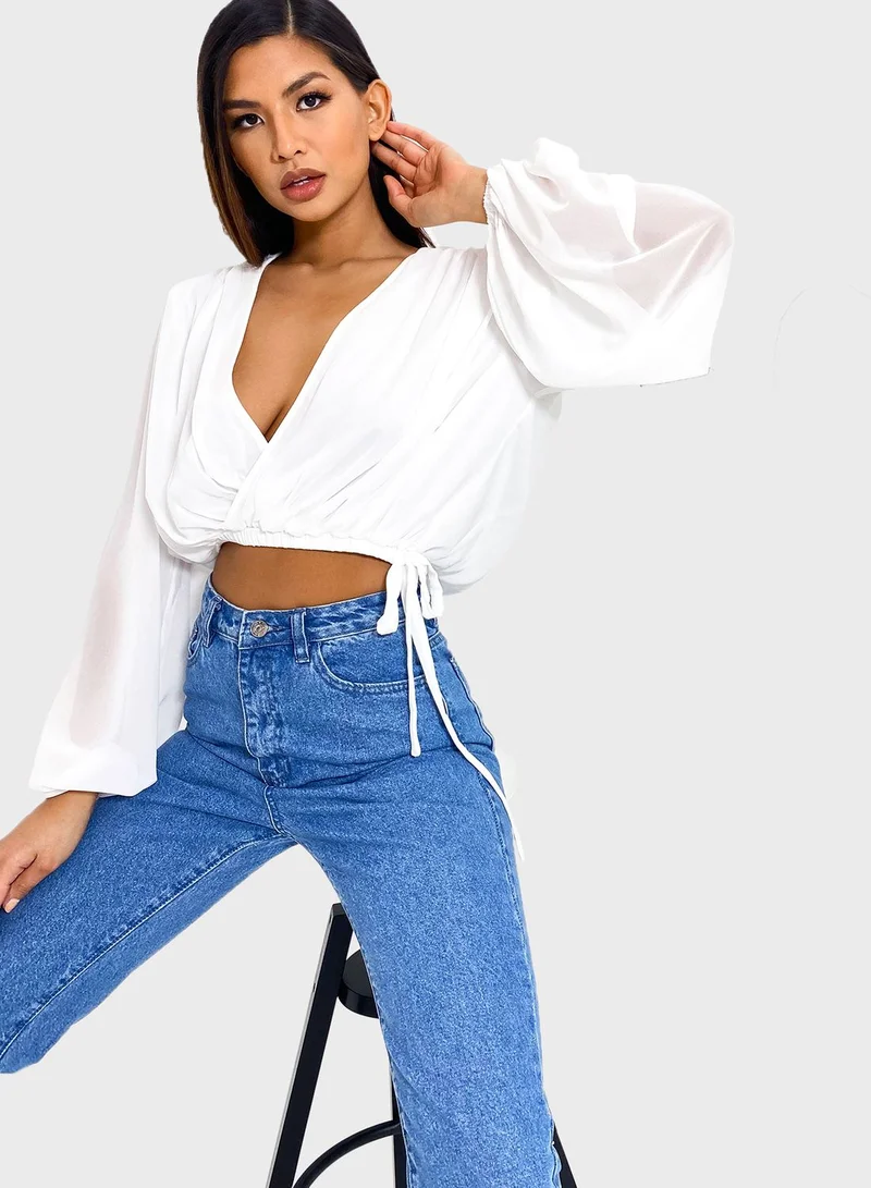 Missguided Front Tie Wrap Top