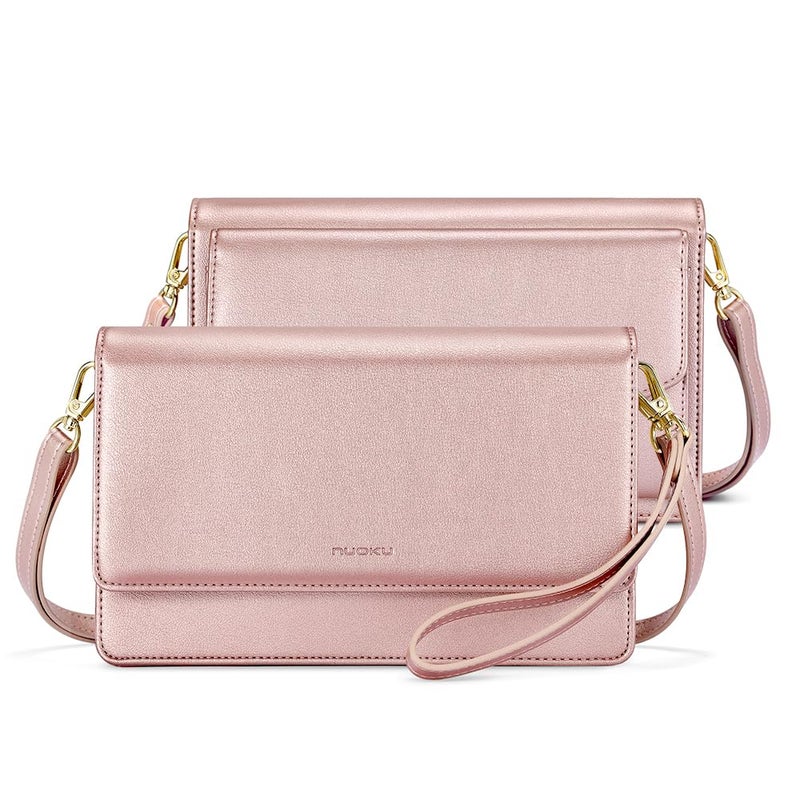 nuoku Small Crossbody Bags for Women Mini Cell Phone Purse Removable Rfid Blocking Card Holder Large Rose Gold