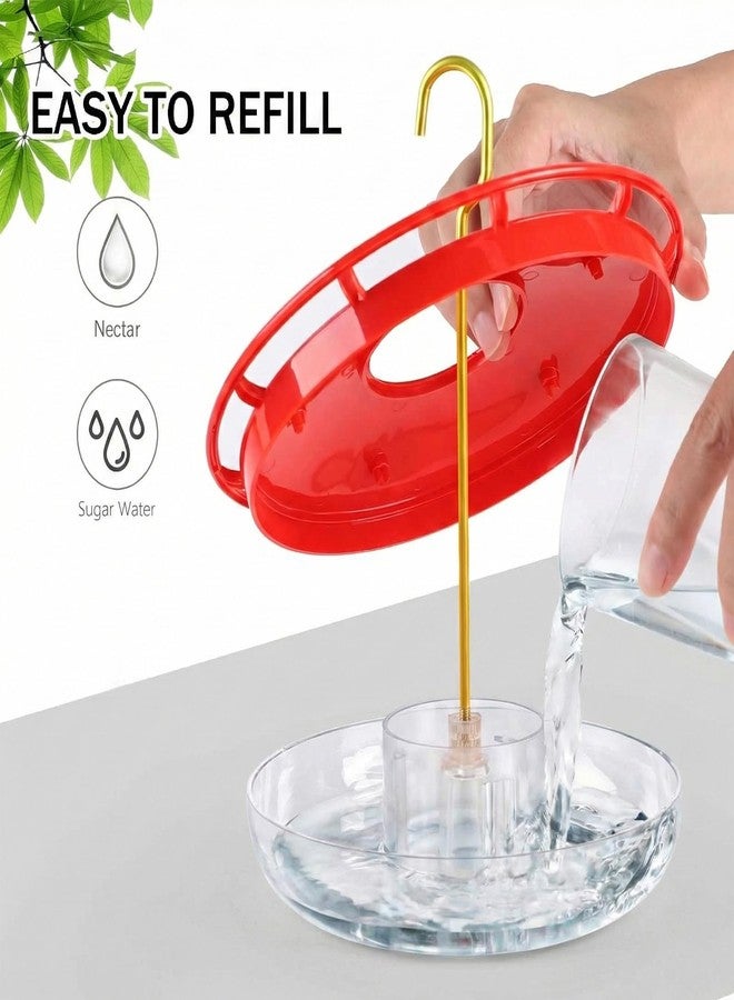 eWonLife Hummingbird Feeders for Outdoors, 16oz Leak-Proof Saucer Humming Bird Feeder with Integrated Ant Moat, Bee Proof 5 Feeding Ports, Brush, Easy Clean & Refill, Hanging Garden Yard Décor - Image 4