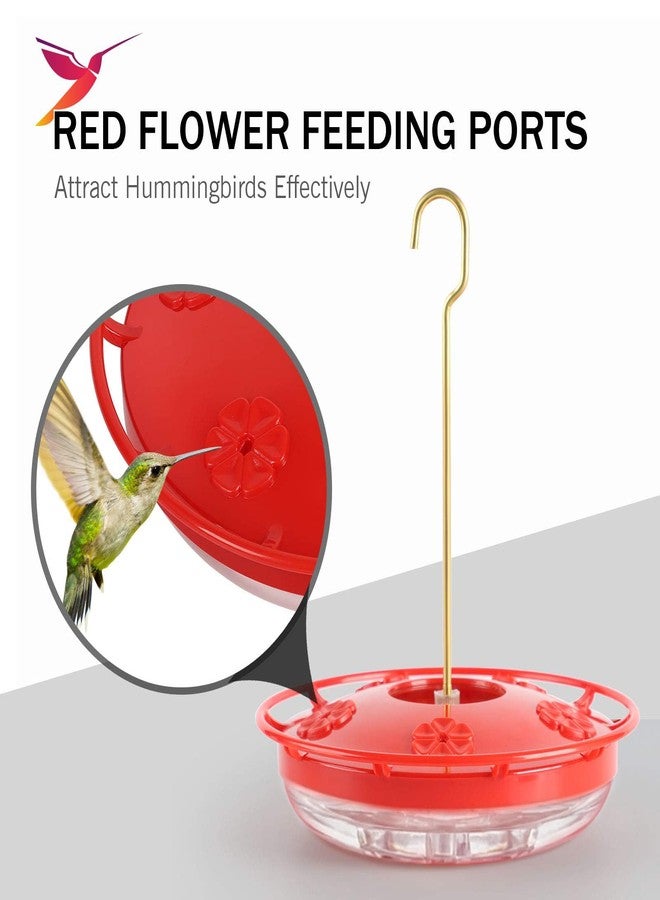 eWonLife Hummingbird Feeders for Outdoors, 16oz Leak-Proof Saucer Humming Bird Feeder with Integrated Ant Moat, Bee Proof 5 Feeding Ports, Brush, Easy Clean & Refill, Hanging Garden Yard Décor - Image 3