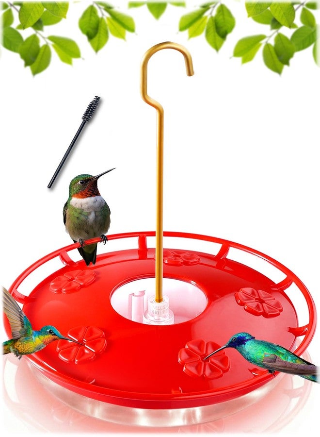 eWonLife Hummingbird Feeders for Outdoors, 16oz Leak-Proof Saucer Humming Bird Feeder with Integrated Ant Moat, Bee Proof 5 Feeding Ports, Brush, Easy Clean & Refill, Hanging Garden Yard Décor - Image 1