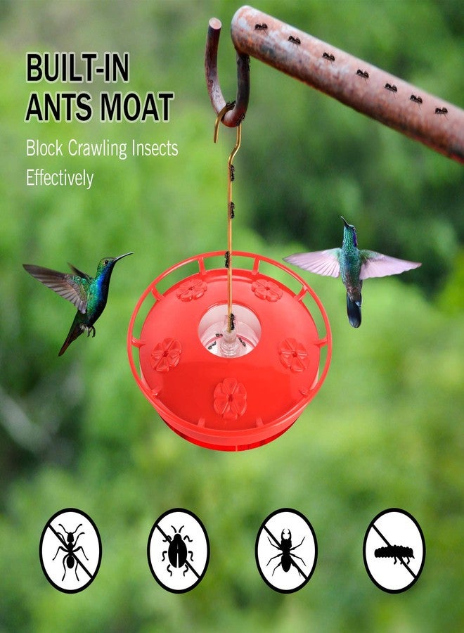 eWonLife Hummingbird Feeders for Outdoors, 16oz Leak-Proof Saucer Humming Bird Feeder with Integrated Ant Moat, Bee Proof 5 Feeding Ports, Brush, Easy Clean & Refill, Hanging Garden Yard Décor - Image 5