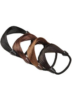 Luzen 3 Pieces Faux Wig Hair Elastic Rope Ring Ponytail Holders Hair Bands Hair Ties Hair Elastics Random Color  - Image 2