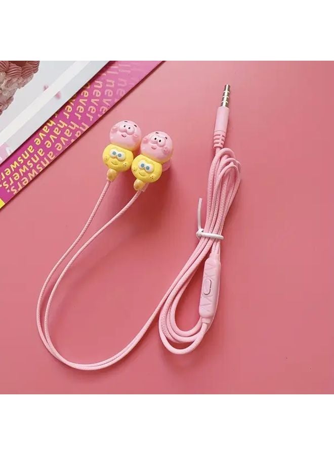 Cute Pink DIY Cartoon Jewelry Wired Headphones with Microphone Volume Control for iPhone Android - Image 1