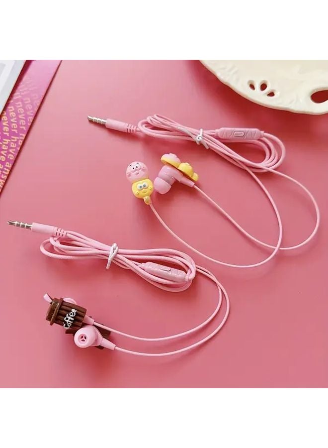 Cute Pink DIY Cartoon Jewelry Wired Headphones with Microphone Volume Control for iPhone Android - Image 2