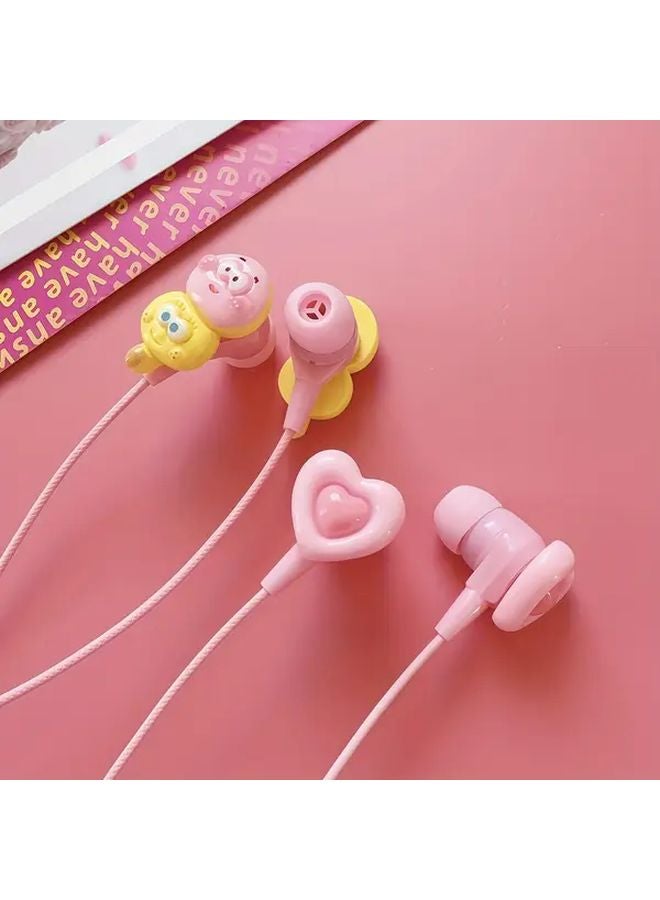 Cute Pink DIY Cartoon Jewelry Wired Headphones with Microphone Volume Control for iPhone Android - Image 4