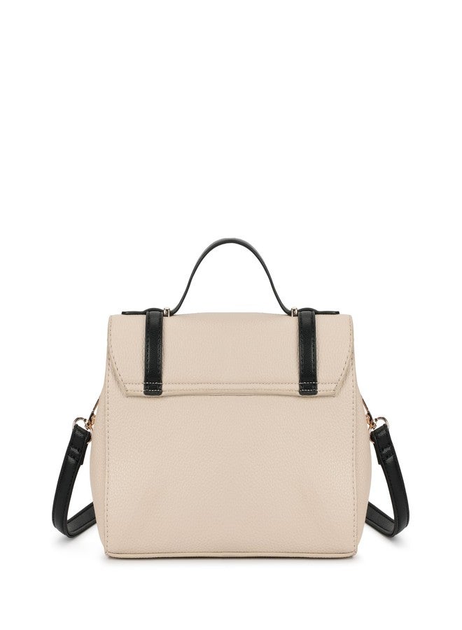 Fastrack Monochrome Muse Satchel | Faux-Leather Women’s Handbag in White & Black | Buckle-Flap Design with Dual Carry Options & Multi-Compartment Interior - Image 5