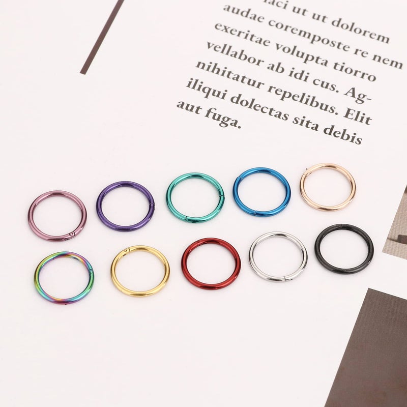 Besteel 10 Pcs 16G 18G Hinged Clicker Nose Rings Helix Cartilage Daith Hoop Earrings For Women Men Septum Tragus Sleeper Conch Piercing Earring Set 8-12Mm - Image 4