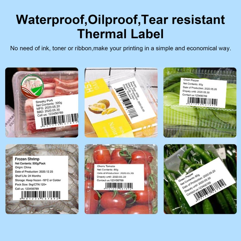 Thermal Label Roll 50x60mm 120 Sheets Smooth Flat Surface For Clear Printing - Strong Adhesion Waterproof Oil-Proof Tear-Resistant Label Paper for Aibecy DP23 DP30 Thermal Printer Price Date Food Comm - Image 3