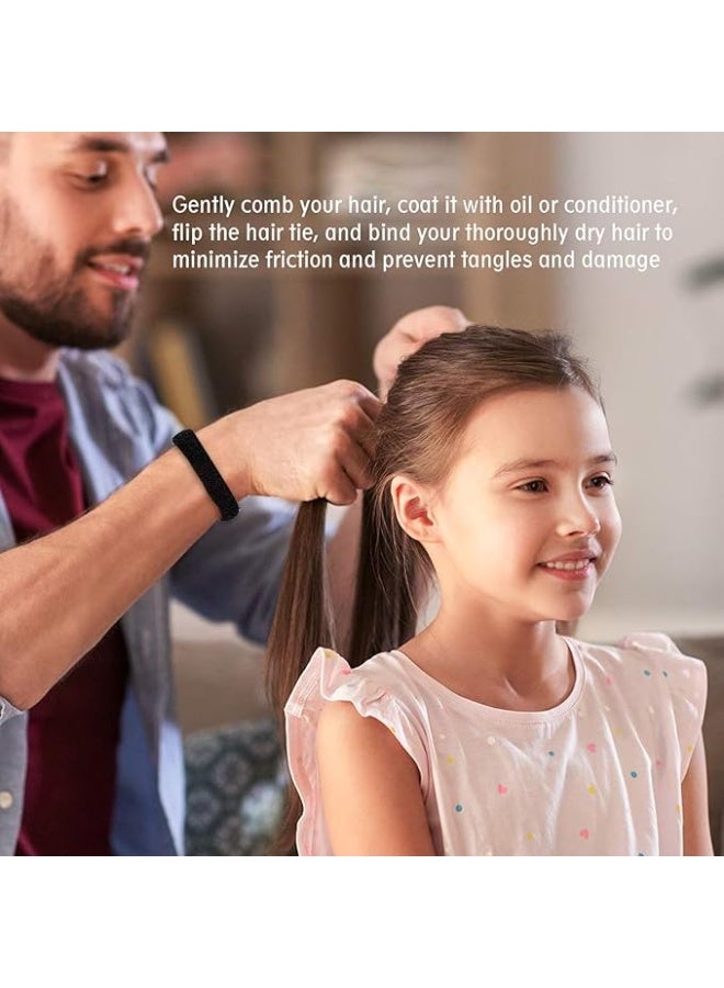 100pcs Black Hair Ties Heavy Curly Elastic Hair Ponytail Holders Solid Headbands No Seamless Cotton Hair bands women girls hair Ties accessories (Black) - Image 3