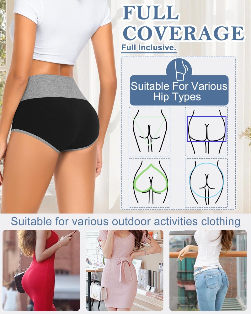MISSWHO Cotton Womens Underwear Soft Breathable Pack Full Coverage Stretch Briefs Ladies Plus Size Comfortable Panties (Size 8, X-Large) - Image 4