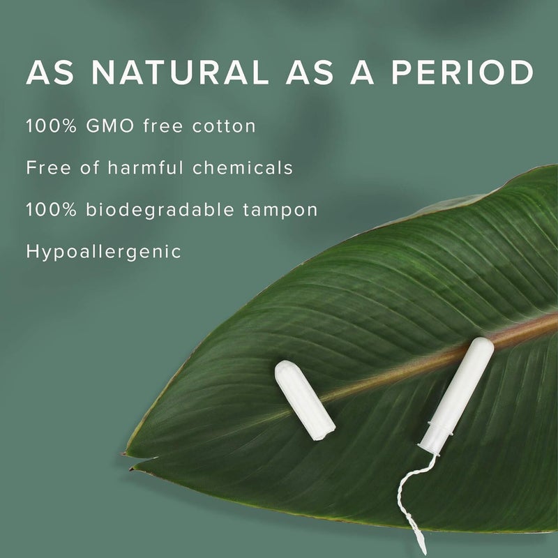 Veeda 100% Natural Cotton Tampons - Super Absorbency with Leak Proof Protection - Compact BPA-Free Applicator - Unscented & Free from Chlorine, Toxin - 64 Count - Image 2